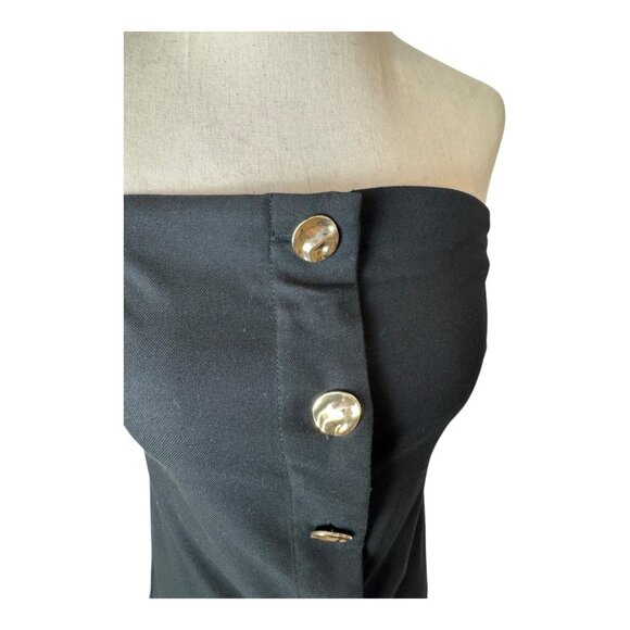 Rails‎ Top Women Medium Black Strapless Gold Button Front Lulu Party Cocktail - Picture 5 of 11